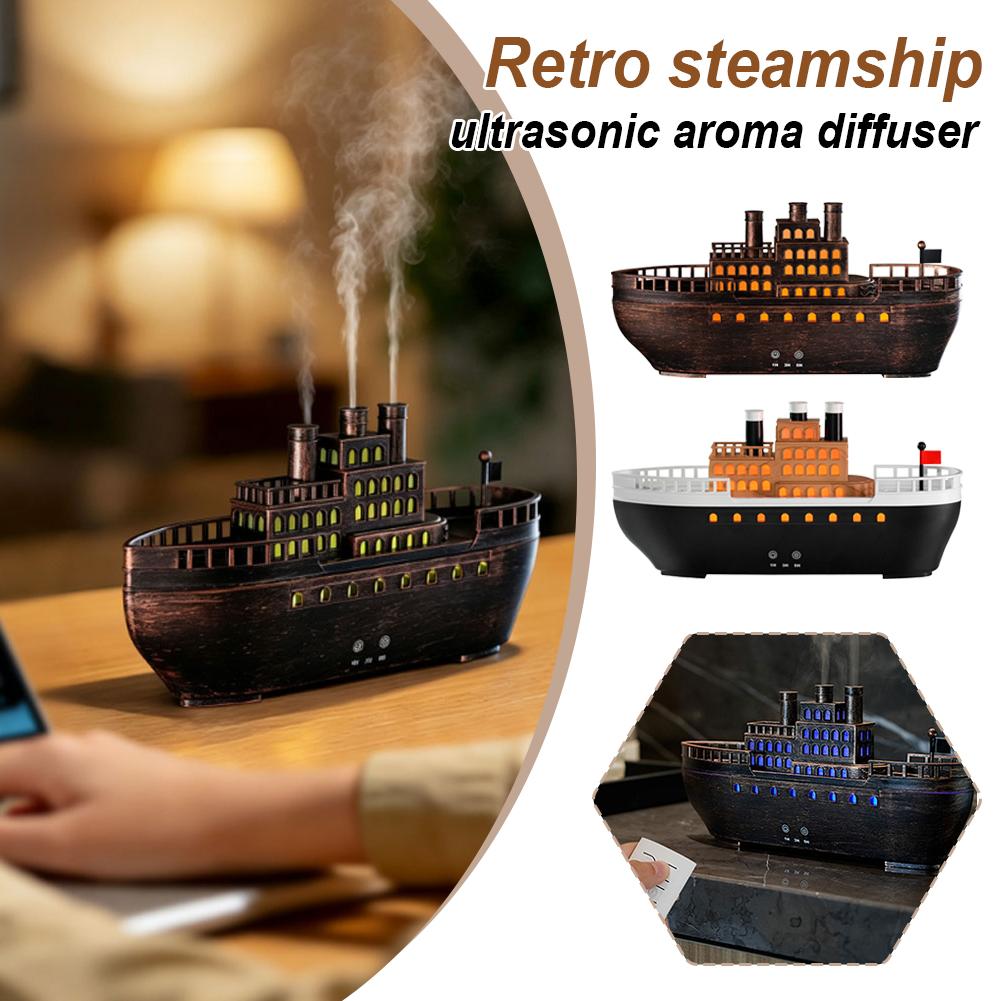 Home Fragrance Essence - Retro Steamboat Ultradźwiękowy Dyfuzor Olejków Eterycznych